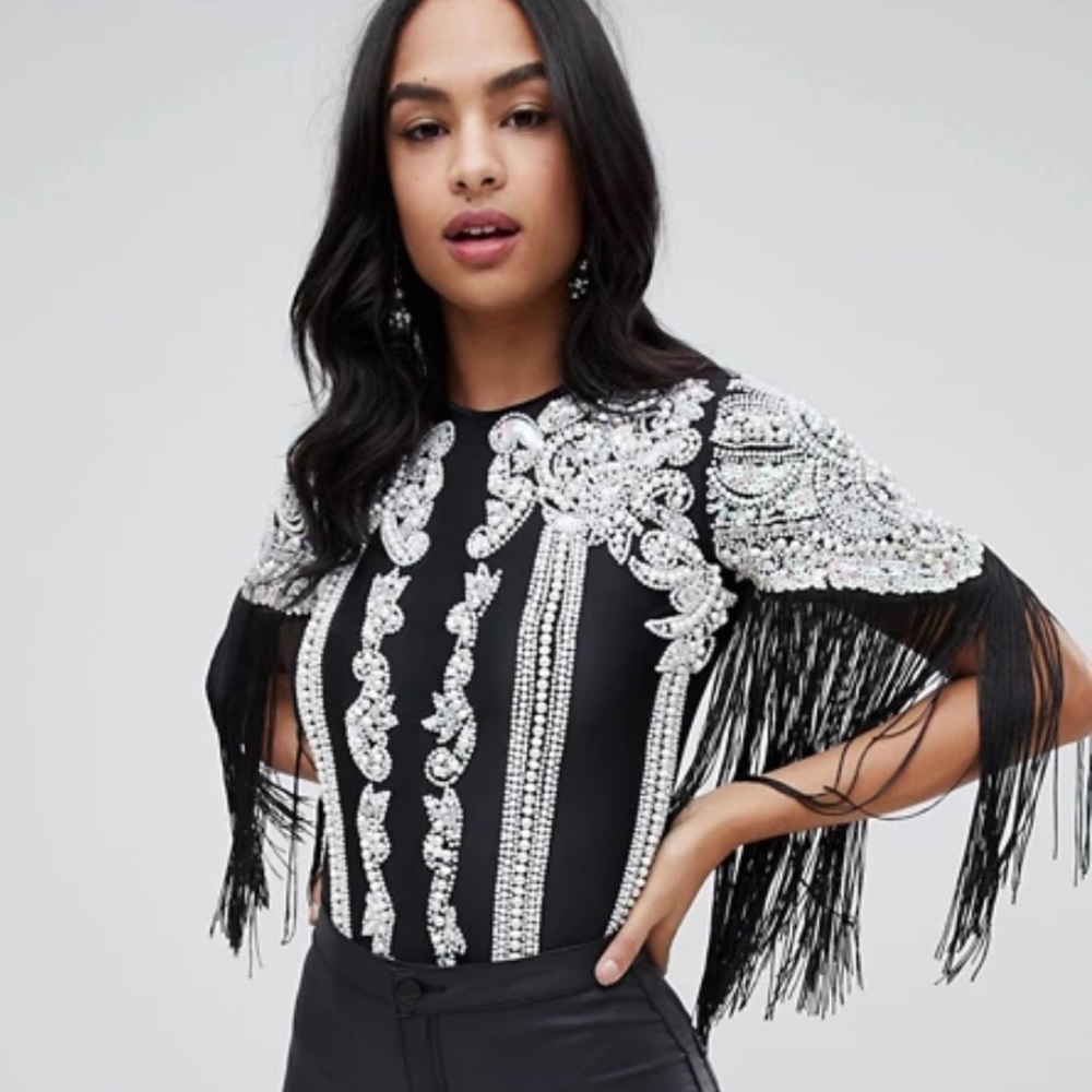 A Star is Born Iridescent Beaded Bodysuit